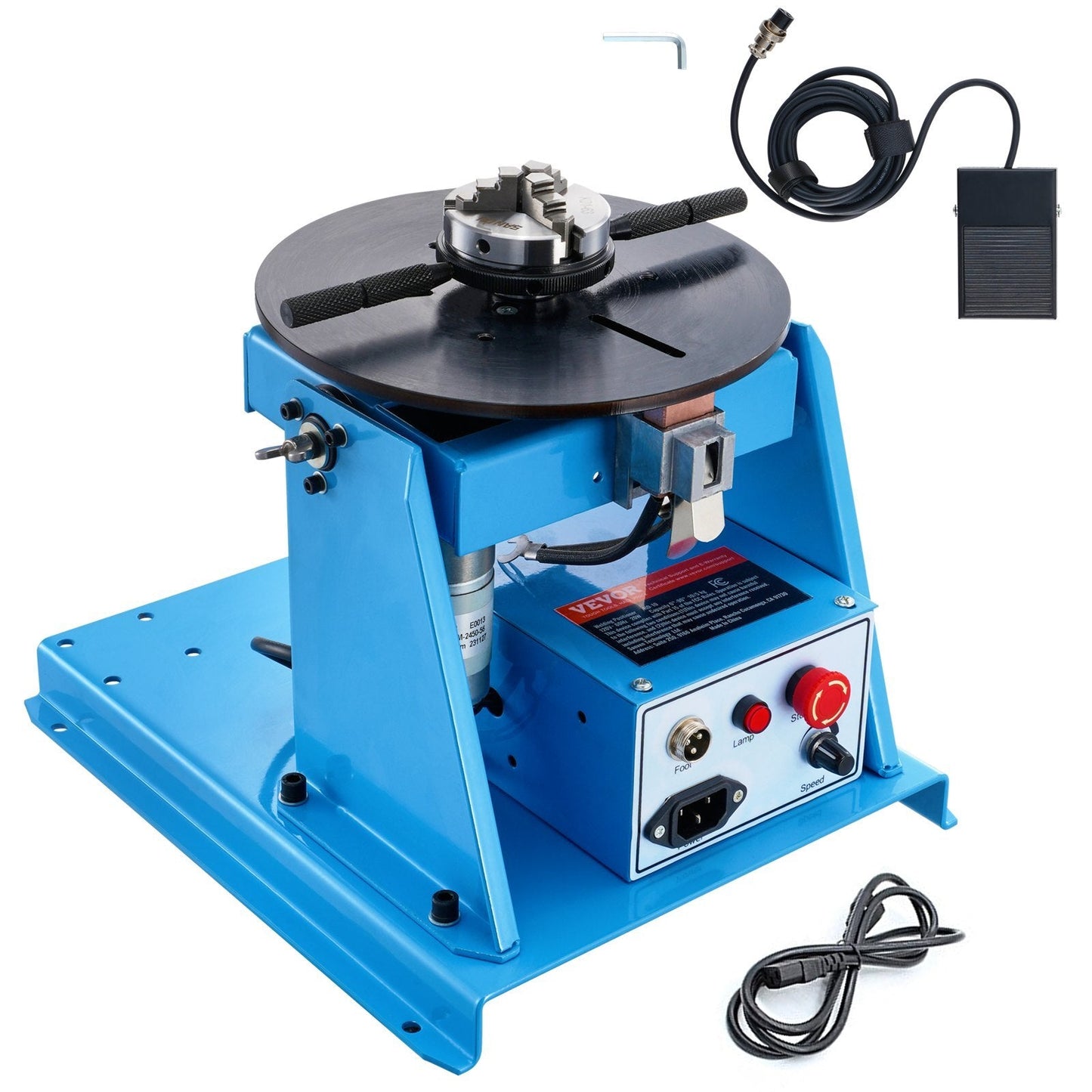 American Smart Rotary Welding Positioner with 8.1 inch 3-jaw chuck, 0-90° rotation, 12 RPM, portable 20W welding turntable for assembly and grinding