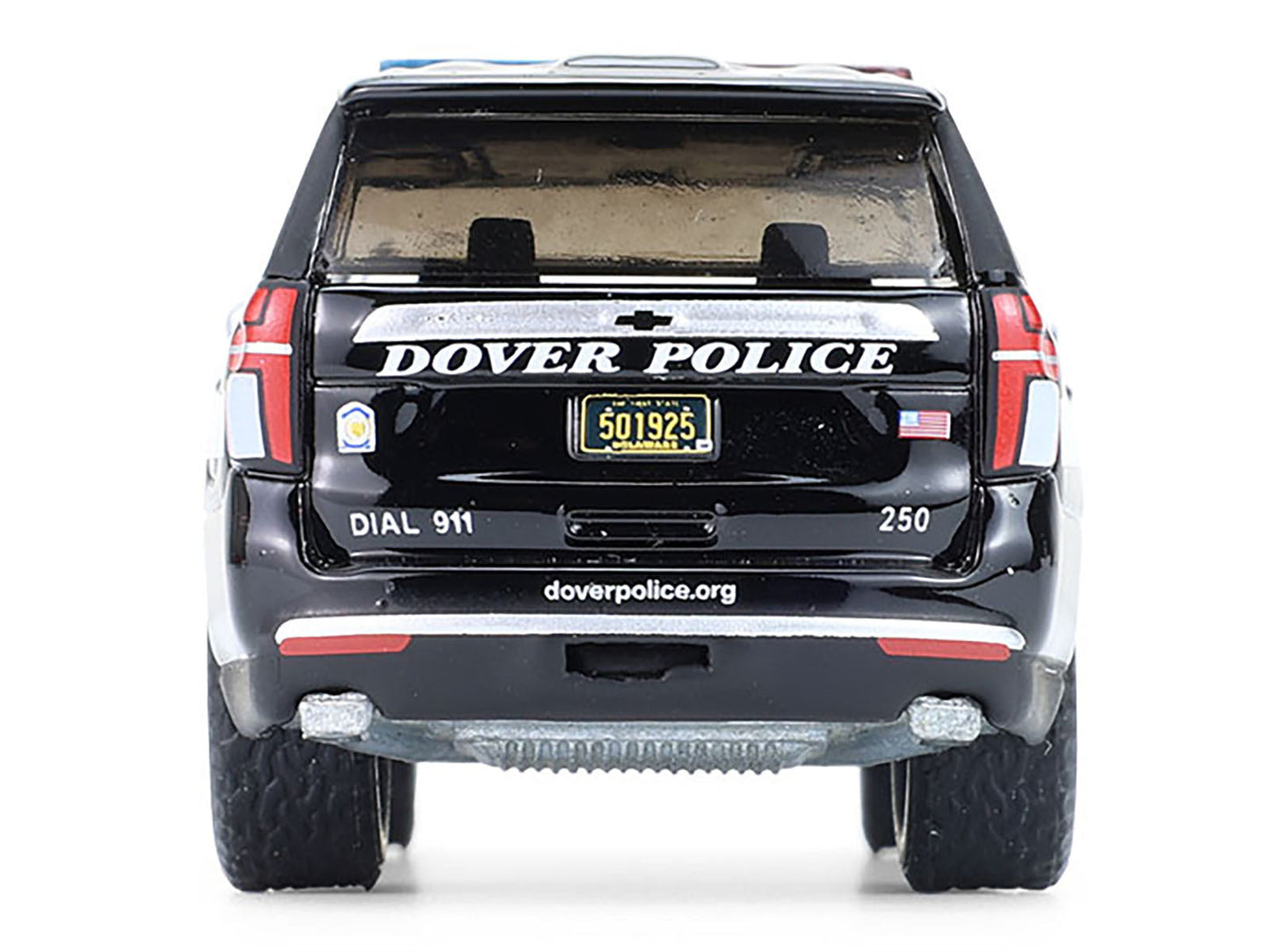 2024 Chevrolet Tahoe Police Pursuit Model by Greenlight, black with white stripes, 1/64 diecast police vehicle, Hobby Exclusive series.