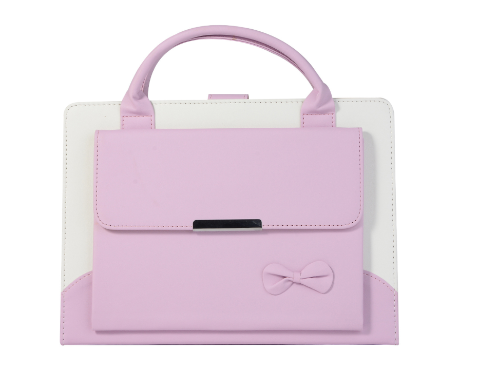 Color: Pink, Suit Model: IPad Pro10.5 - Compatible with Apple, New IPAD9.7 protective cover mini234 bow handbag pro11 flat 10.5 leather case - American Smart