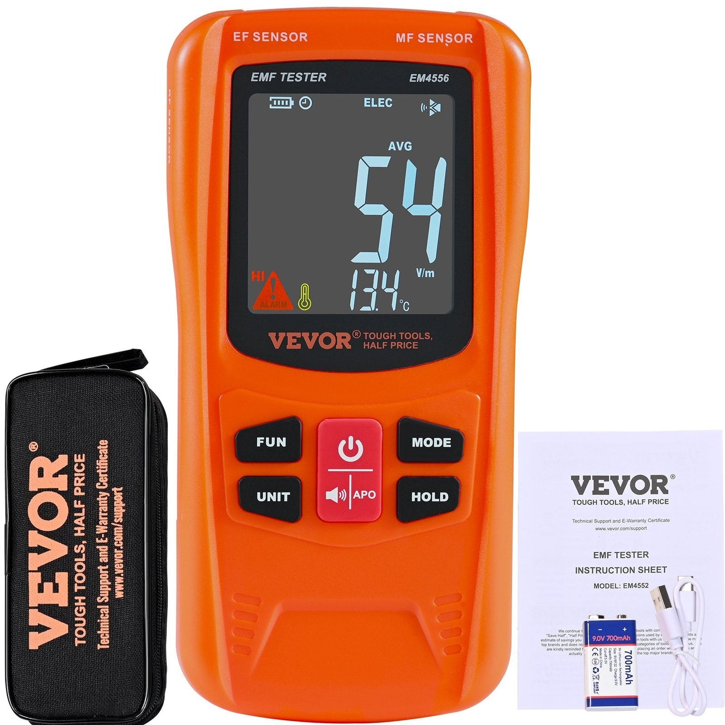 Handheld American Smart 3-in-1 EMF meter with digital LCD display, measuring electromagnetic fields for home and outdoor inspections.