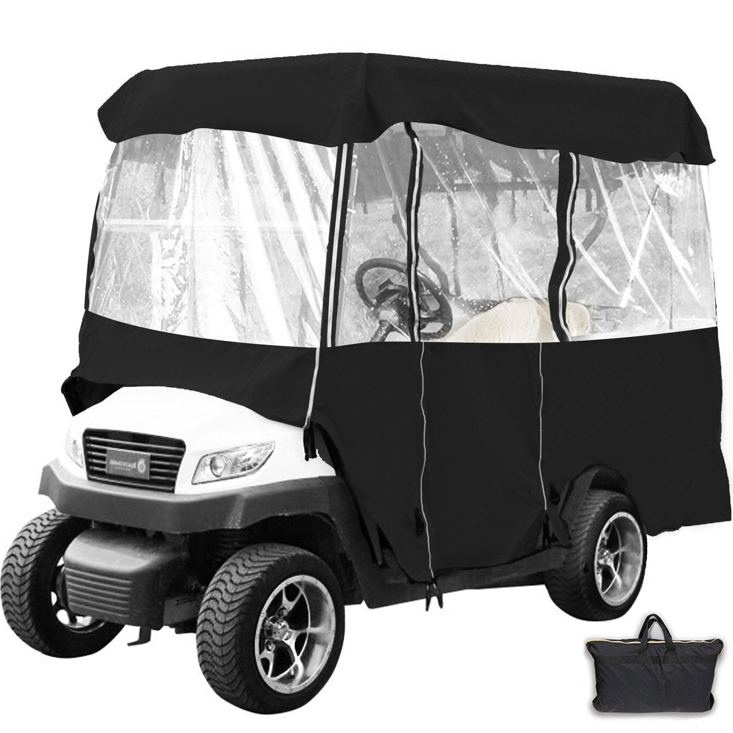 American Smart WB golf cart enclosure made of polyester, sunproof and dustproof cover for 2+2 passenger Club Car golf carts.