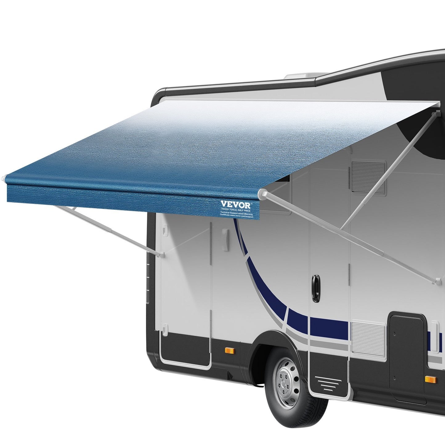 RV Awning Fabric Replacement, 17'2" Fabric Length for 18' Awning, Heavy Duty 3-Ply 16oz PVC Camper Awning Fabric, Waterproof & UV Protection Outdoor Canopy for RV, Trailer, Motorhome, Blue Fade