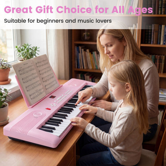 Costway 61 Key Electric Portable Digital Keyboard Piano for Beginner-Pink - Color: Pink