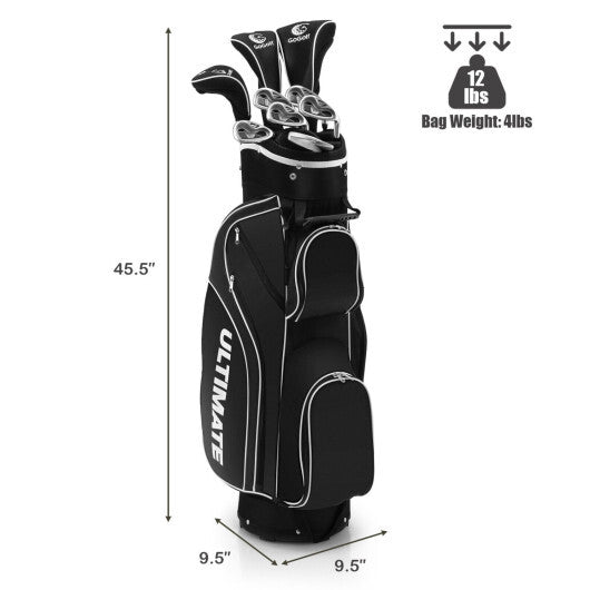 Costway 10 Pieces Womens Complete Golf Club Set with Alloy Driver Black - Color: Black