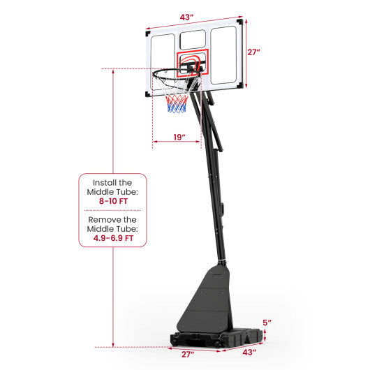 American Smart WB portable basketball hoop with adjustable height, fillable base, and ball storage, suitable for outdoor sports.