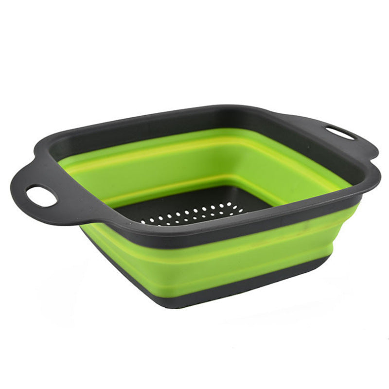 Color: Green2 - 1Pc Collapsible Scalable Silicone Colander Folding Kitchen Silicone Strainer Fruit Vegetable Wash Colanders kitchen Cooking Tool
