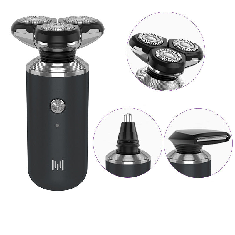 Color: Black, style: Standard configuration with si - Washing Razor Mini Electric Cross-Border Men'S Wholesale Usb Shaver Whole Body Shave New D4 Five In One - American Smart
