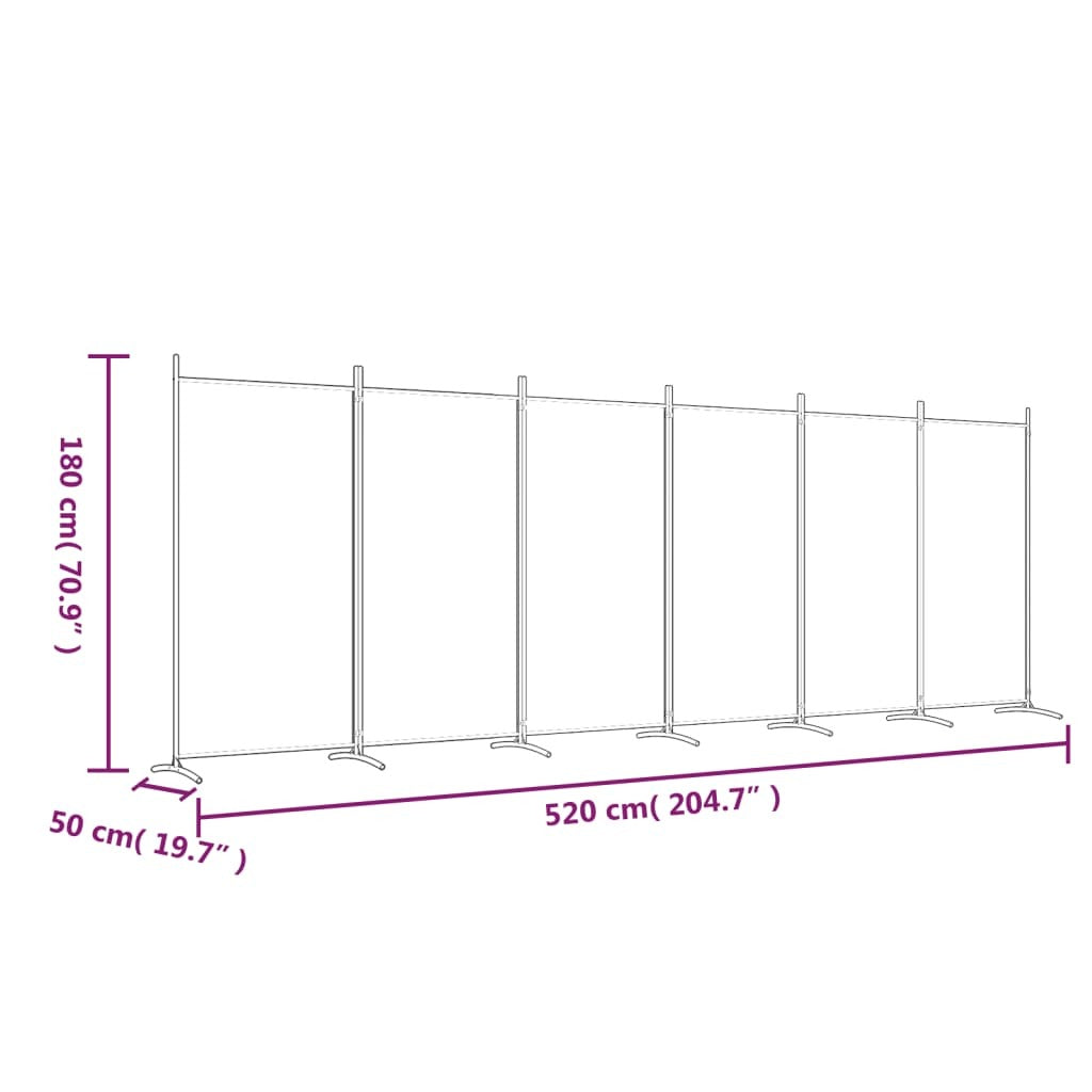 Anthracite 6-panel fabric room divider by American Smart, measuring 204.7x70.9 inches, showcasing a stylish partition for interior spaces.