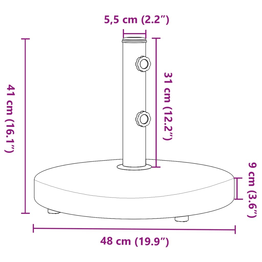 Round outdoor parasol base for 1.3", 1.5", 1.9" poles, 55.1 lb, ideal for patio umbrellas by American Smart
