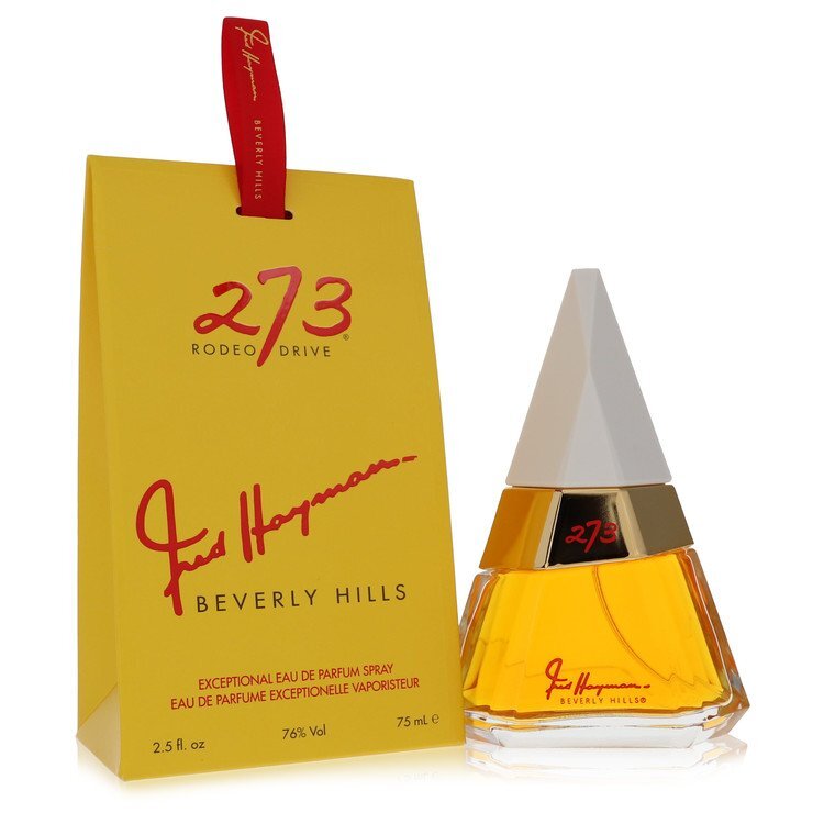 Fred Hayman 273 Eau De Parfum spray for women, 2.5 oz bottle with elegant packaging and floral fragrance design.