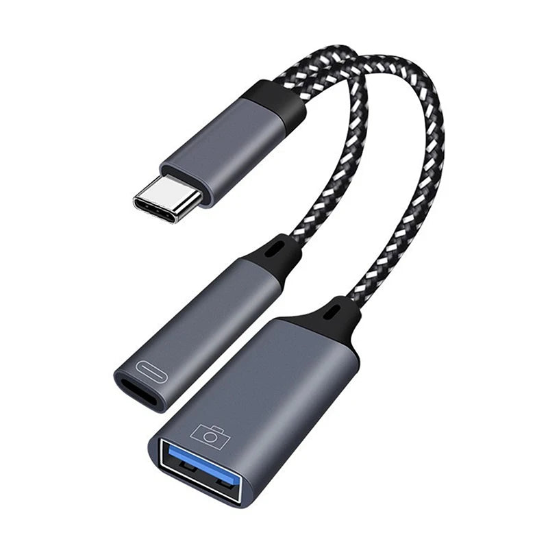 USB C OTG Cable Phone Adapter 2 In 1 Type C To USB A Adapter With PD Charging Port For Phone Laptop Tablet - American Smart