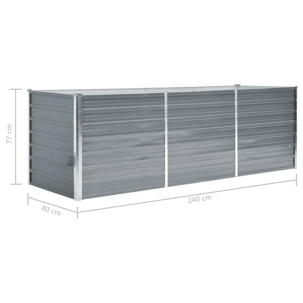 Raised Bed Grey Galvanized Steel 94.5x31.5x30.3 in Sturdy