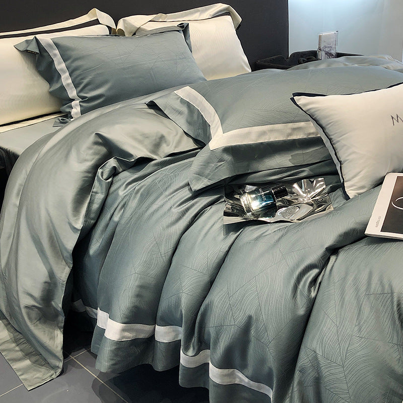 Pattern: Canaan, Dimensions: 150cm - High-end Minimalist Tencel Cotton Vintage Active Printing Home Textile Bedding Four-piece Set
