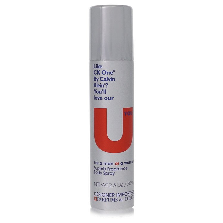 Parfums De Coeur U You designer imposter unisex deodorant body spray in 2.5 oz spray bottle, suitable for women.