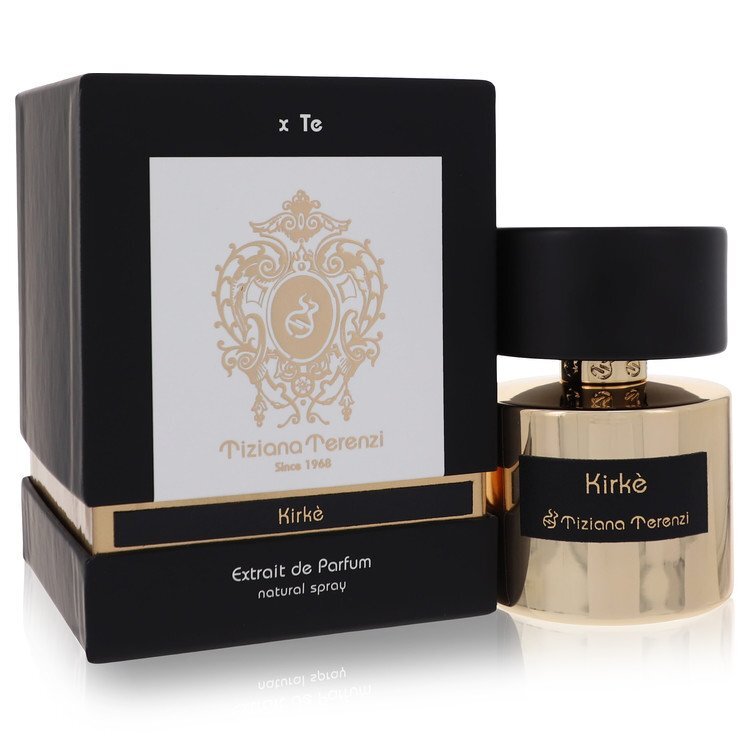 Tiziana Terenzi Kirke unisex extrait de parfum spray bottle, 3.38 oz, with elegant design and floral fragrance details.