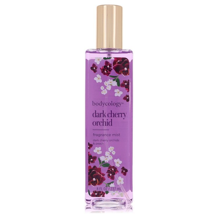 Bodycology Dark Cherry Orchid fragrance mist for women, 8 oz bottle with floral cherry orchid scent.