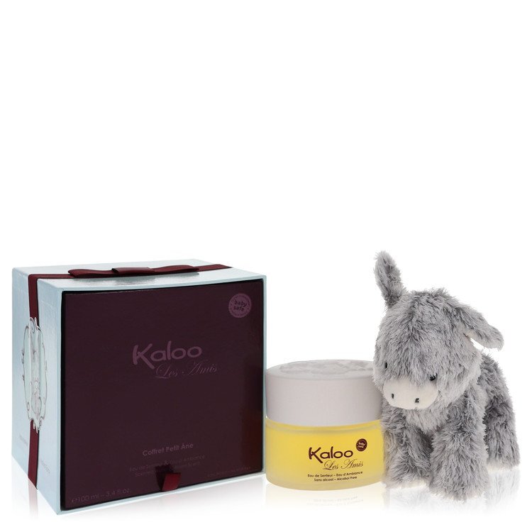 Kaloo Les Amis Eau De Senteur Spray with fluffy donkey plush toy, alcohol-free room fragrance spray for men, 3.4 oz