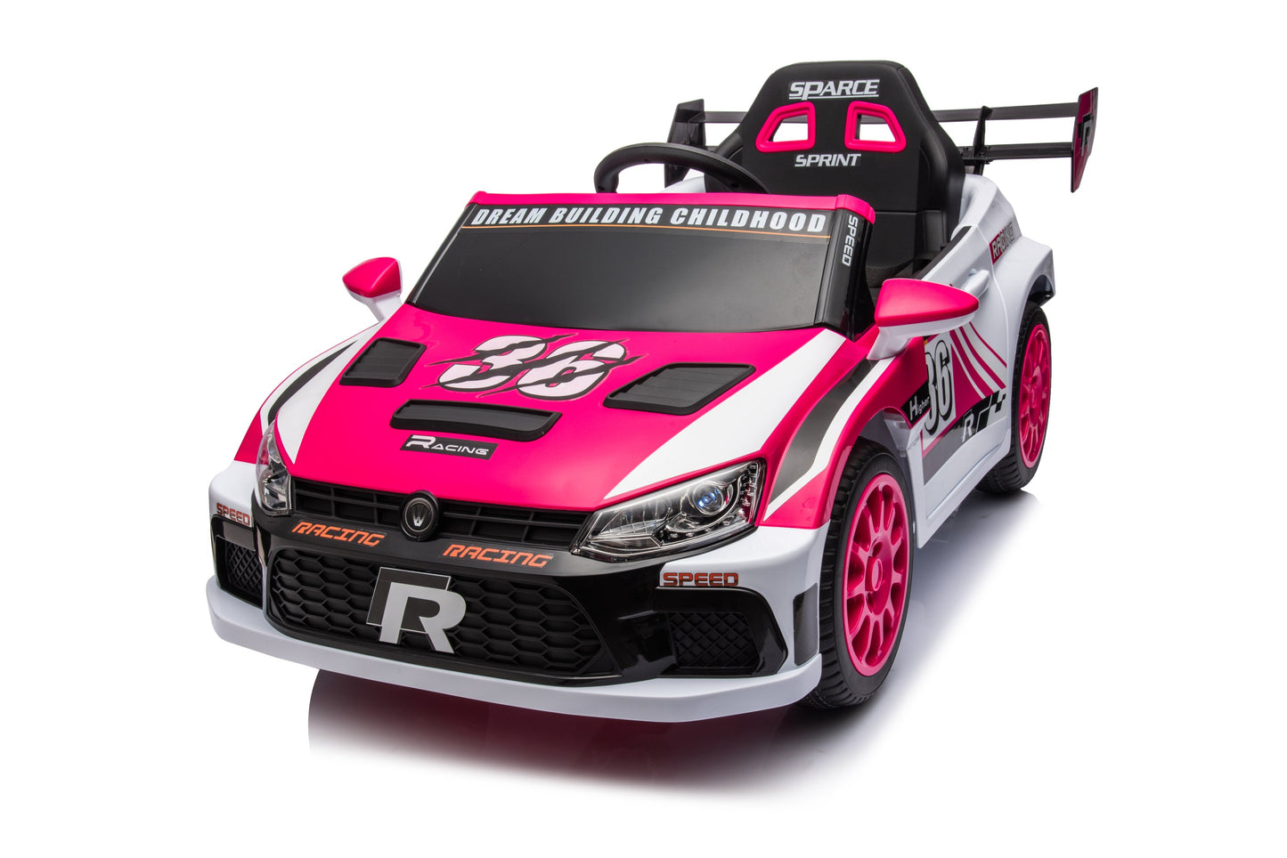 12V4A 20W*2 one button start, forward and backward, high and low speed, music, front light, power display, two doors can open, 2.4G R/C, seat belt four wheel absorber KIDS RIDE ON CAR