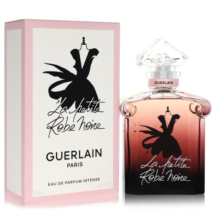 Guerlain La Petite Robe Noire Intense Eau De Parfum spray for women, 3.3 oz, featuring elegant bottle design.