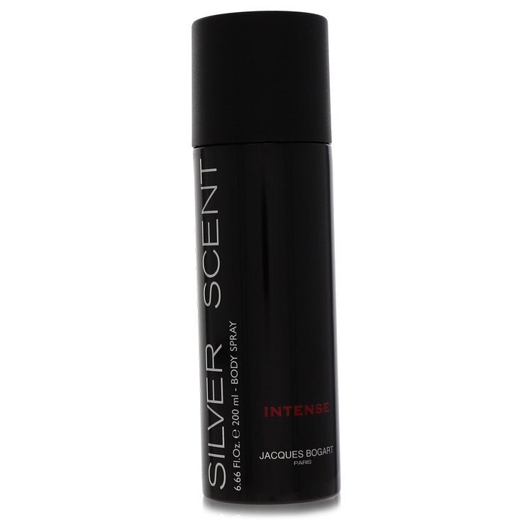 Silver Scent Intense by Jacques Bogart men's body spray in a 6.6 oz bottle, featuring sleek silver packaging and a modern design.