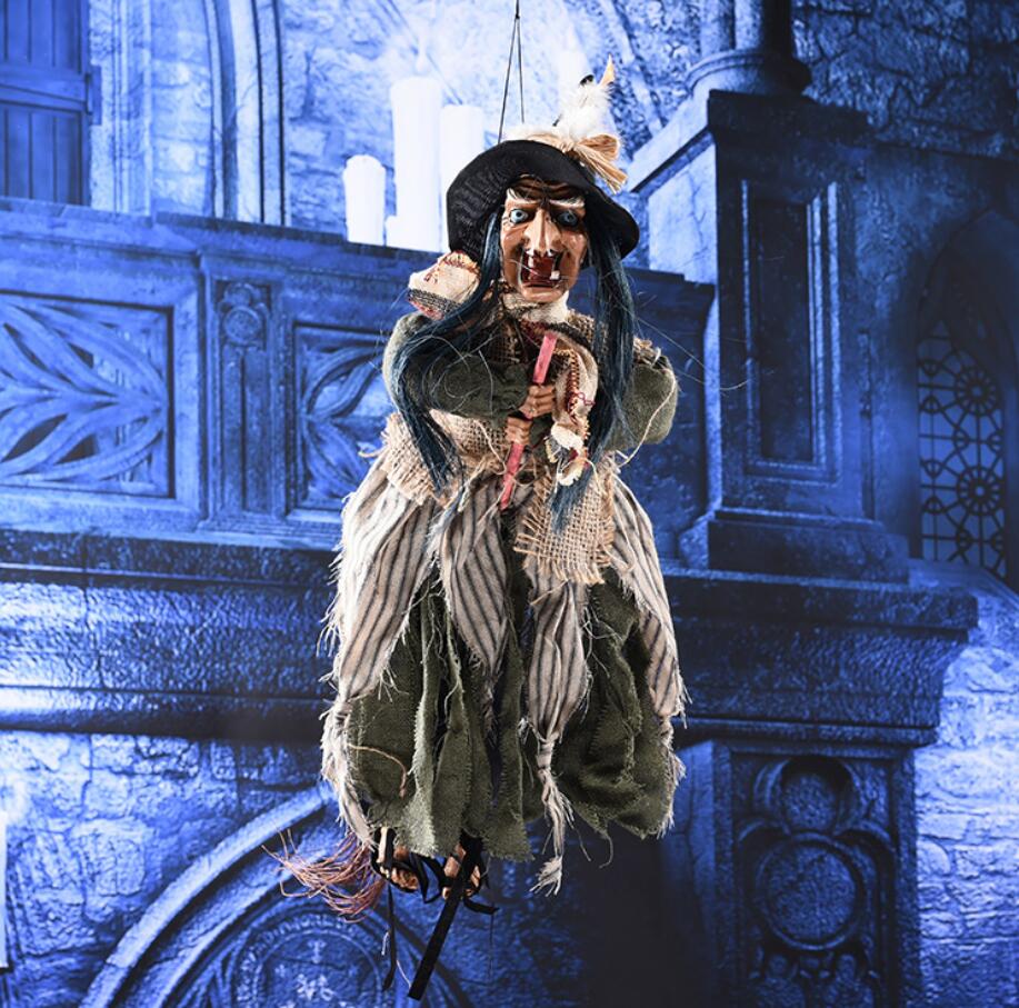 Electric Horror Toys Hanging Halloween Eyes Glowing Screaming Witch Pendant Ghost