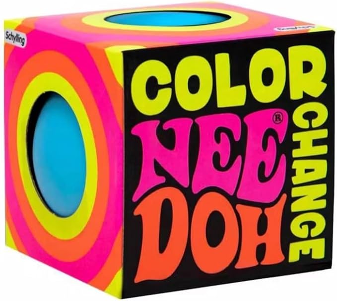 Color-changing NeeDoh stress toy by American Smart (AM) with vibrant hues and soft, squishy texture for tactile fun.