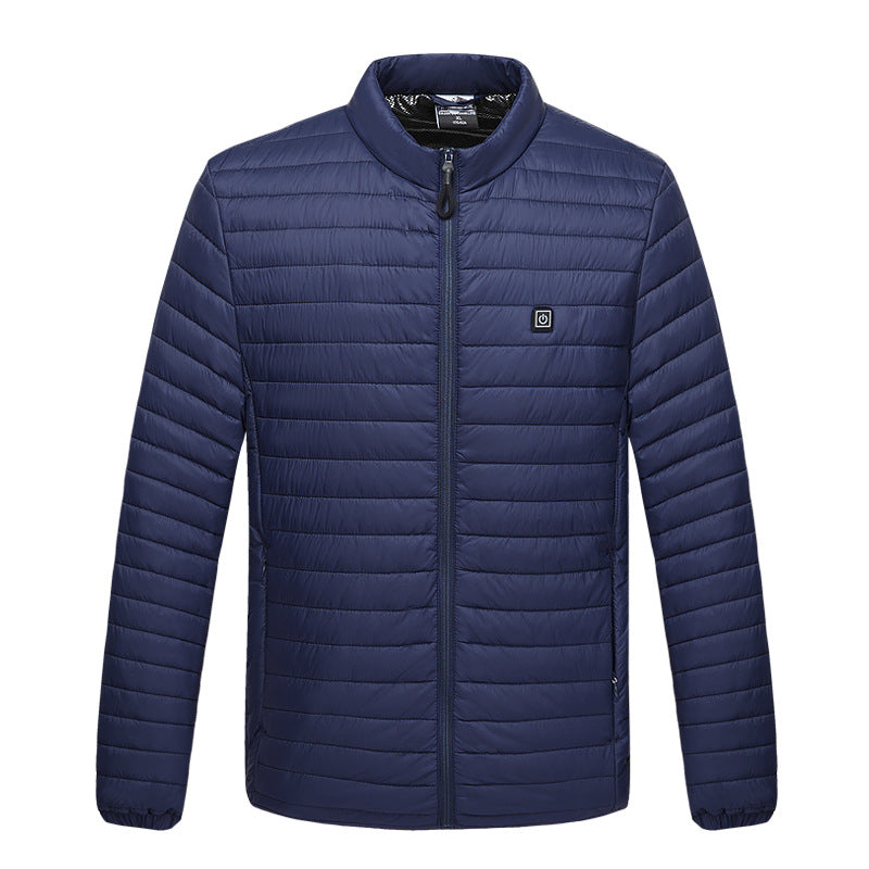 Intelligent heating cotton jacket USB charging heating cotton jacket for male and female couples Korean version warm jacket with four zones heating