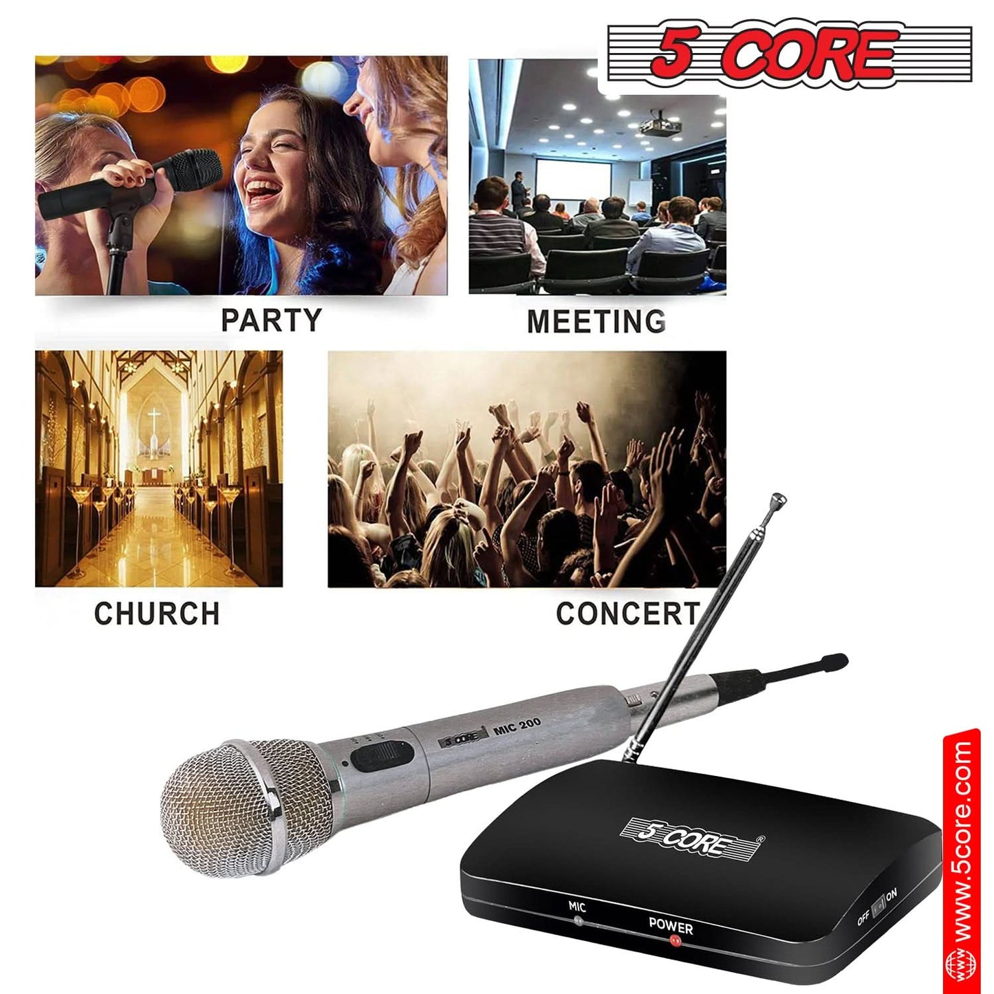 5Core Wireless Microphone Dual Function Wireless - Wired Microphone Microfono Inalambrico-4