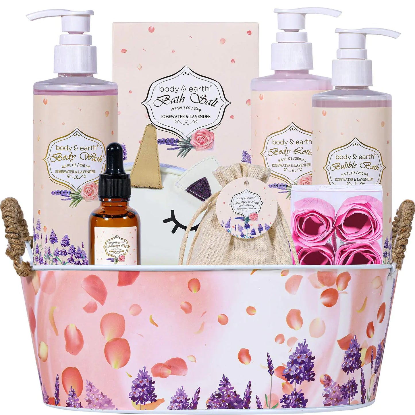 Body & Earth Rosewater & Lavender 10 Pieces Gift Set