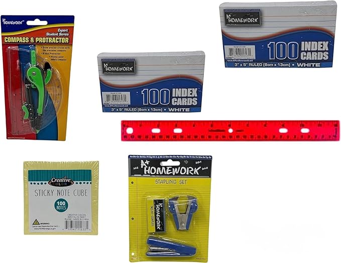 American Smart back to school supply kit with binder, mechanical pencils, Sharpies, pens, highlighters, folders, notebooks, and more.