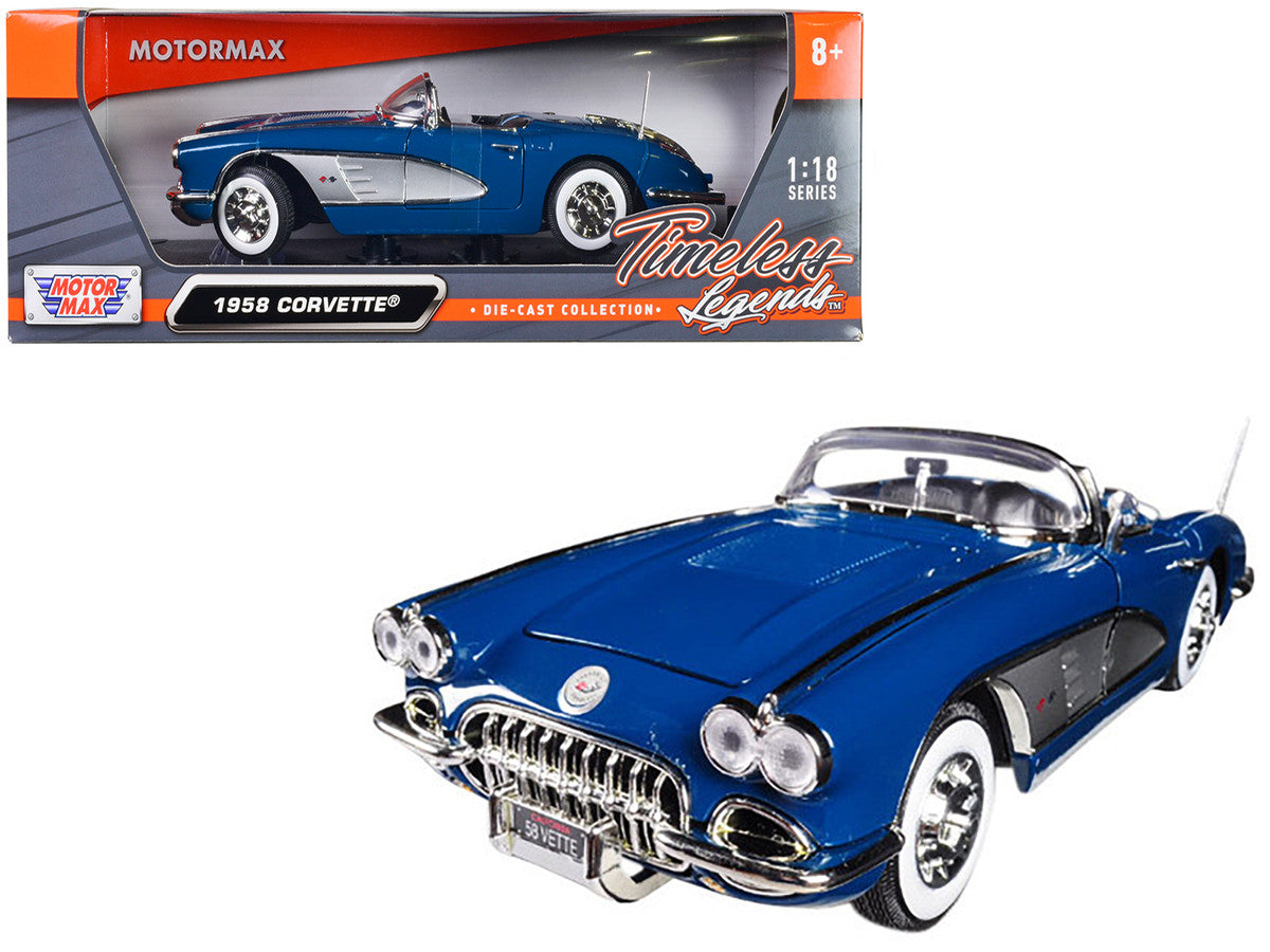 1958 Chevrolet Corvette Turquoise Timeless Classics 1/18 Diecast Model Car by Motormax-0