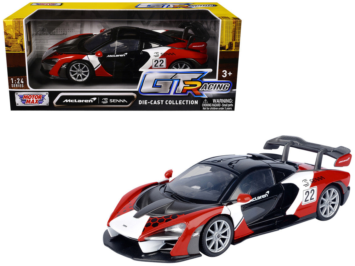 McLaren Senna #22 Black with Red and White Graphics "GT Racing" Series 1/24 Diecast Model Car by Motormax-2