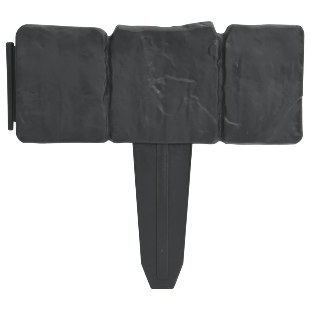 vidaXL Lawn Fence Outdoor Fence Wall Privacy Screen Border 41 pcs Stone Look-4