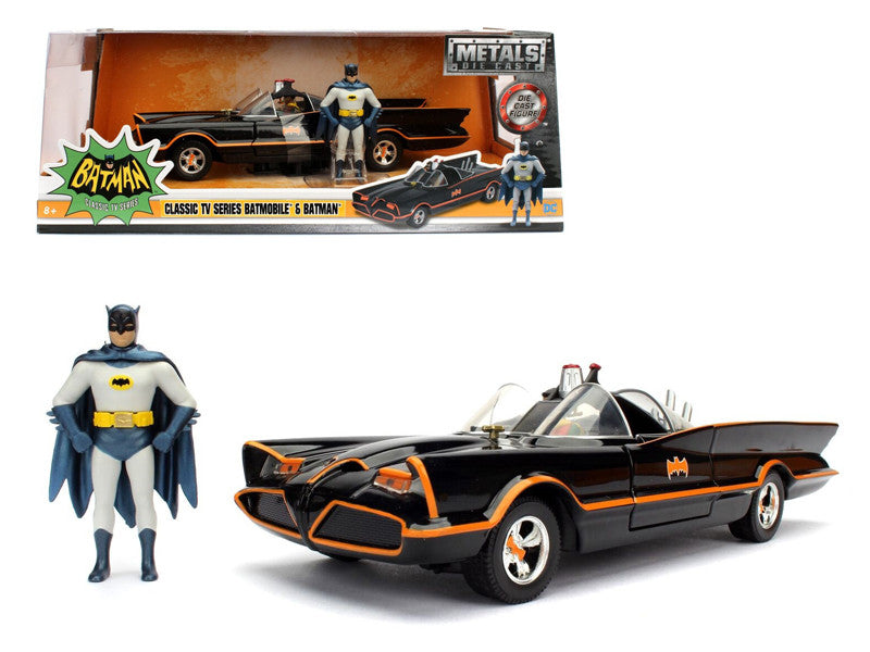 1966 Classic TV Series Batmobile with Diecast Batman and Plastic Robin in the car 1/24 Diecast Model Car by Jada-0