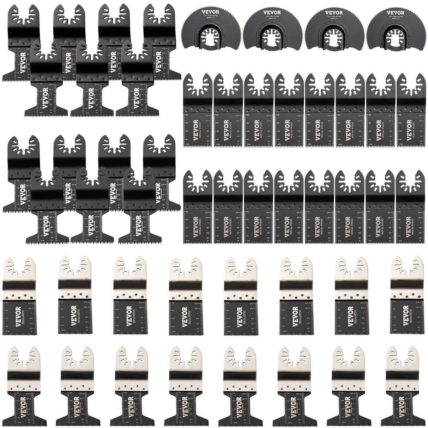 50 PCS Oscillating Saw Blades, Quick Release Multitool Blades Kit, HCS Tool Blades for Wood Plastic Metal Nails Bolts, Compatible with Dewalt Dremel Fein Worx Bosch Makita Milwaukee - American Smart