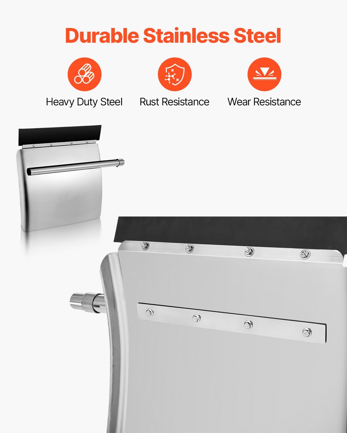 Stainless Steel Quarter Fenders for Semi Trucks, 24" x 24" Semi Truck Fenders with Tube Bracket and Mounting Hardware, 1 Pair Right & Left Quarter Fender Set, Fit for Freightliner, Peterbilt