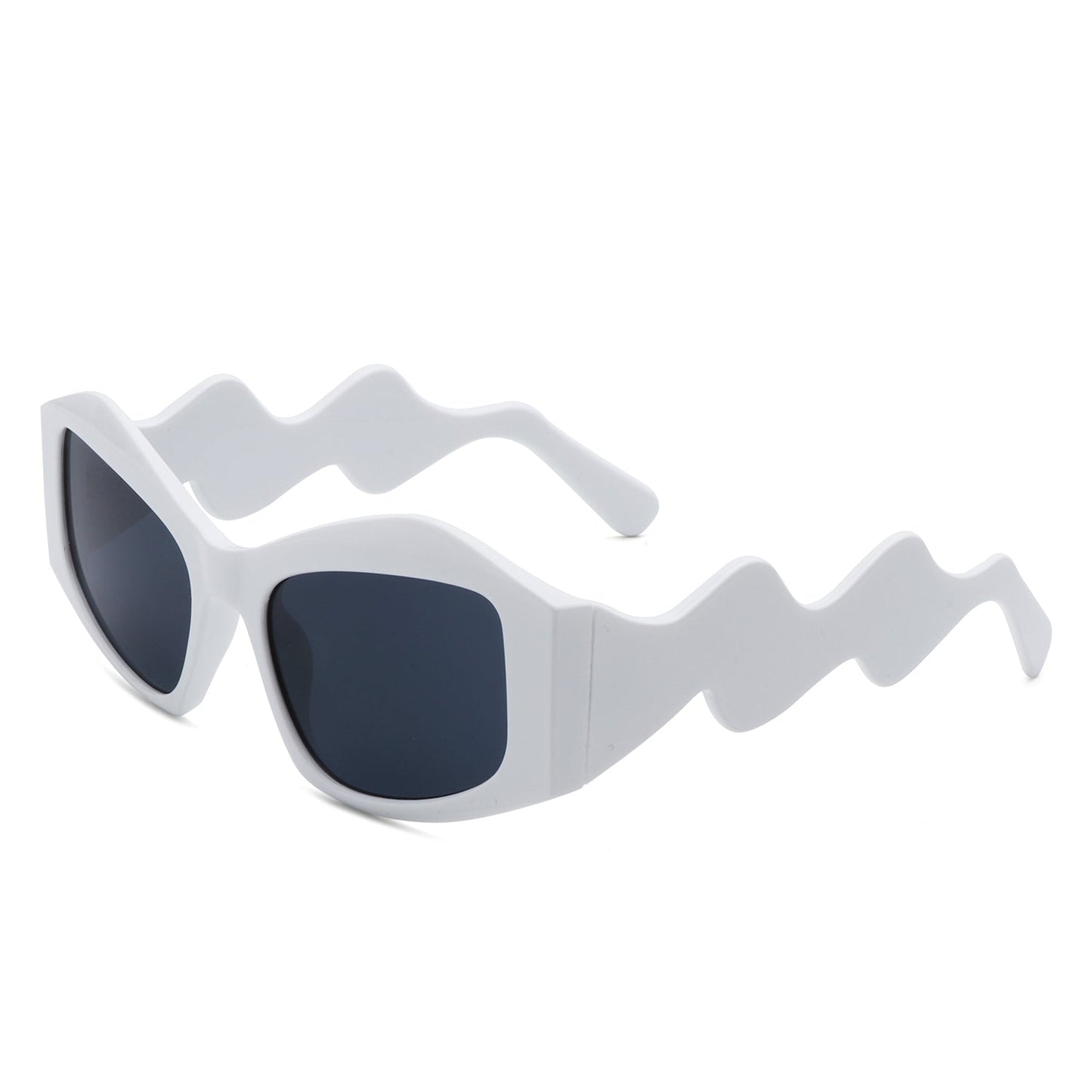 Shimmerz - Oversized Square Irregular Wavy Temple Sunglasses-8