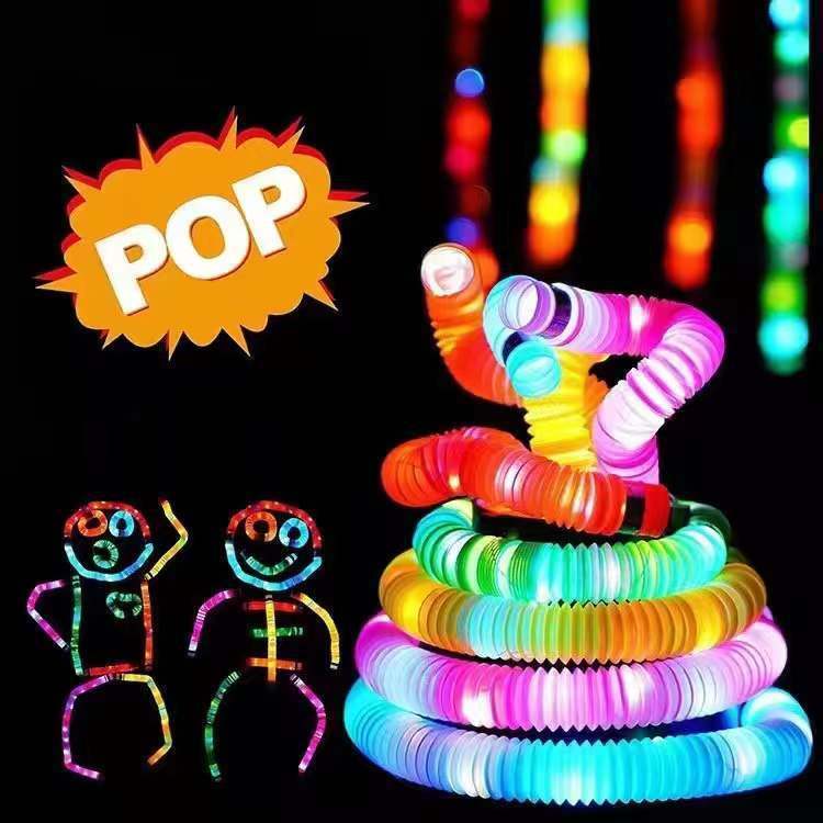 12 PCS Light up LED Pop Tubes; Glow Sticks Necklaces & Bracelets Party Pack; Glow in The Dark Party Favor Supplies Decoration for Halloween; Wedding; Birthday; Camping Games & Activities