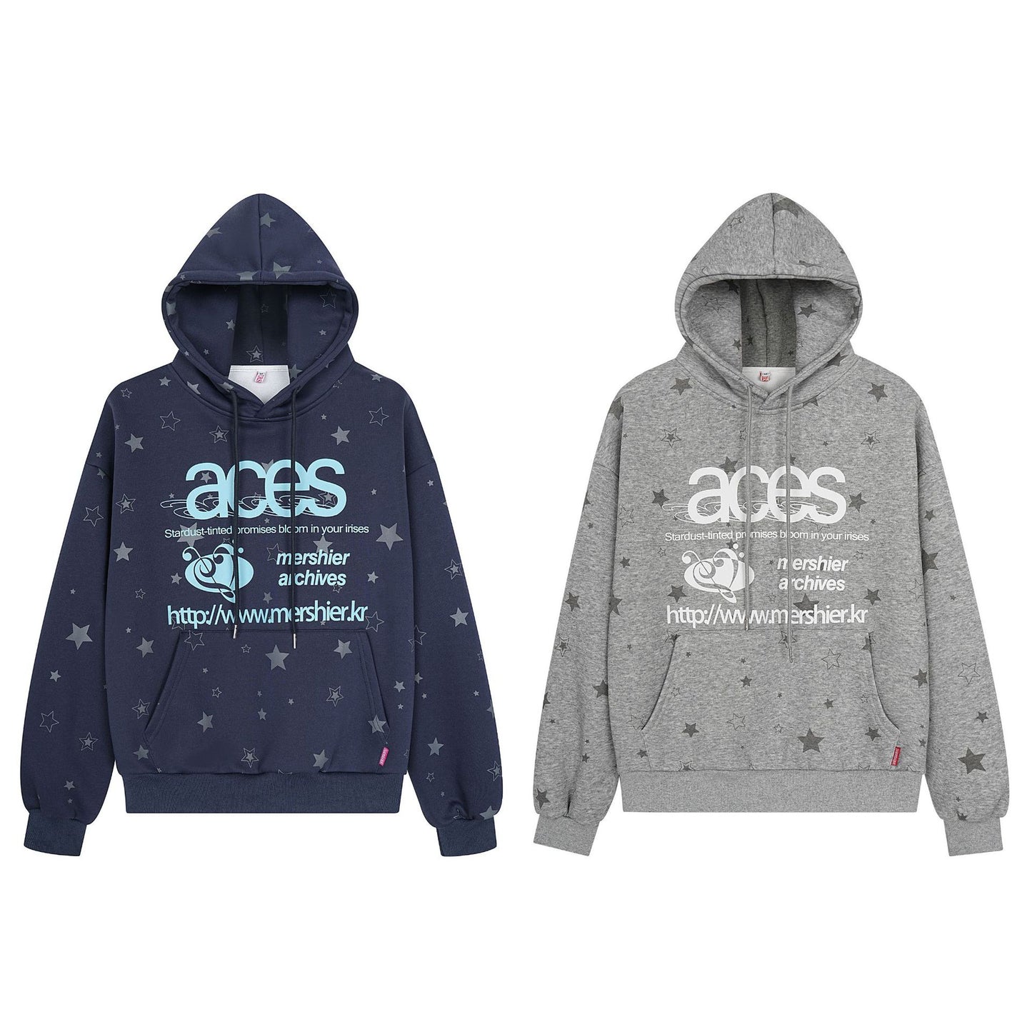 Star letter printed fleece hooded sweatshirt - American Smart