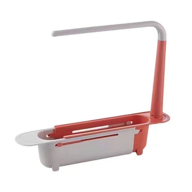 Sink Rack Telescopic Drain Rack Filter Pool Vegetable Drain Basket Dishwashing Rag Storage Rack Kitchen Sponge