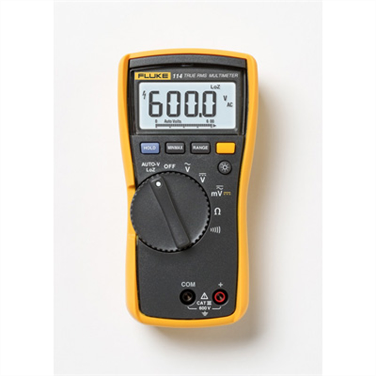 Fluke electrical TRMS multi-meter displaying digital readout and test leads, used for electrical measurements and troubleshooting.