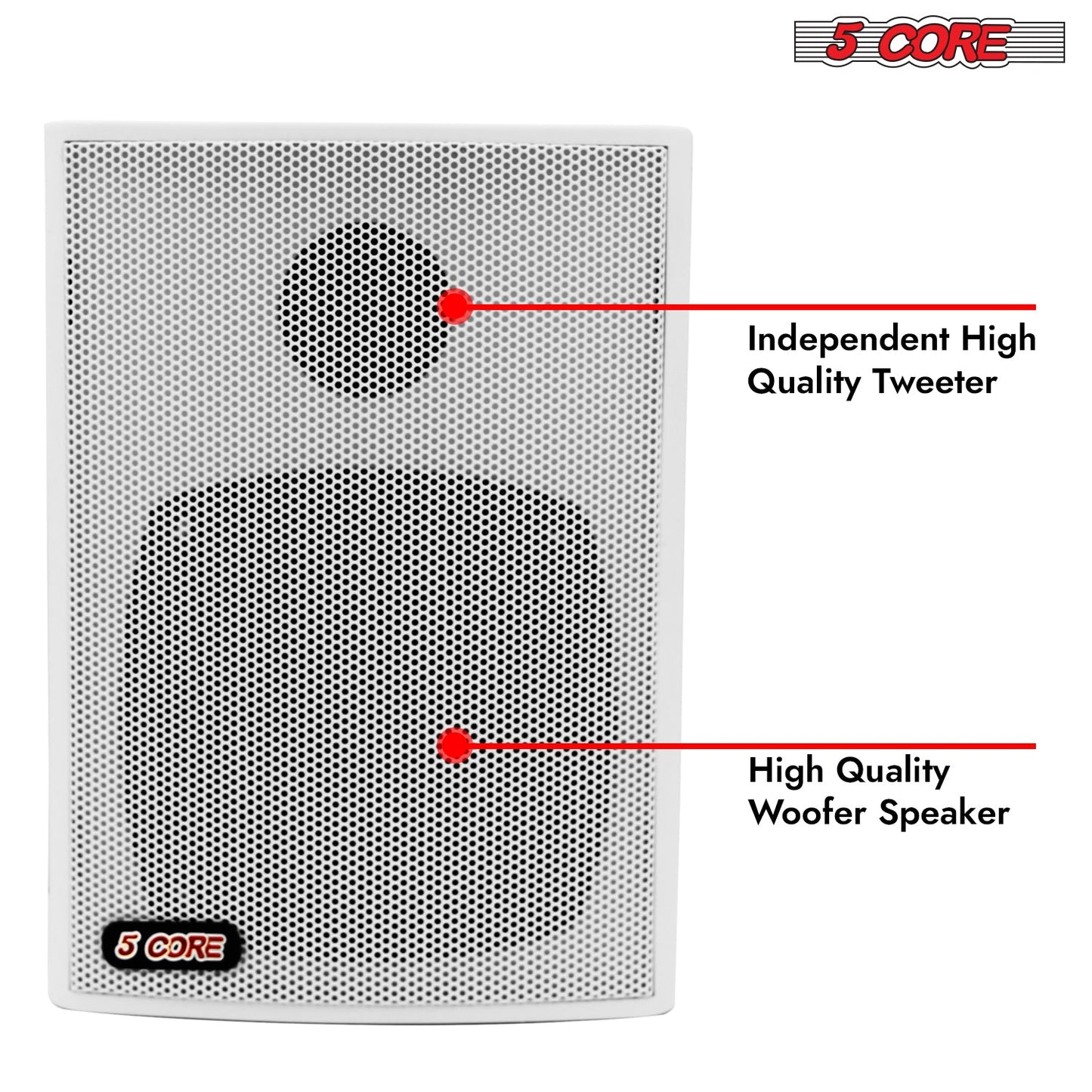 5Core Outdoor Speakers Stereo In Wall 100W Peak Passive Home Audio System-4