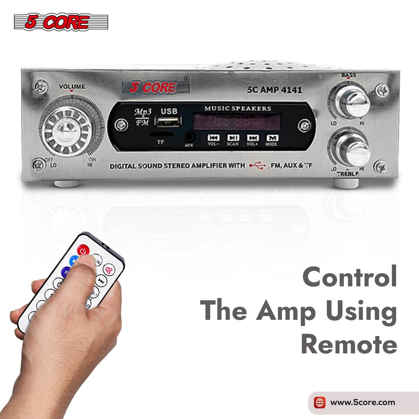 5Core Amplifier Home Audio 400W in-Built Speaker Mini Stereo Dual Channel LCD-4