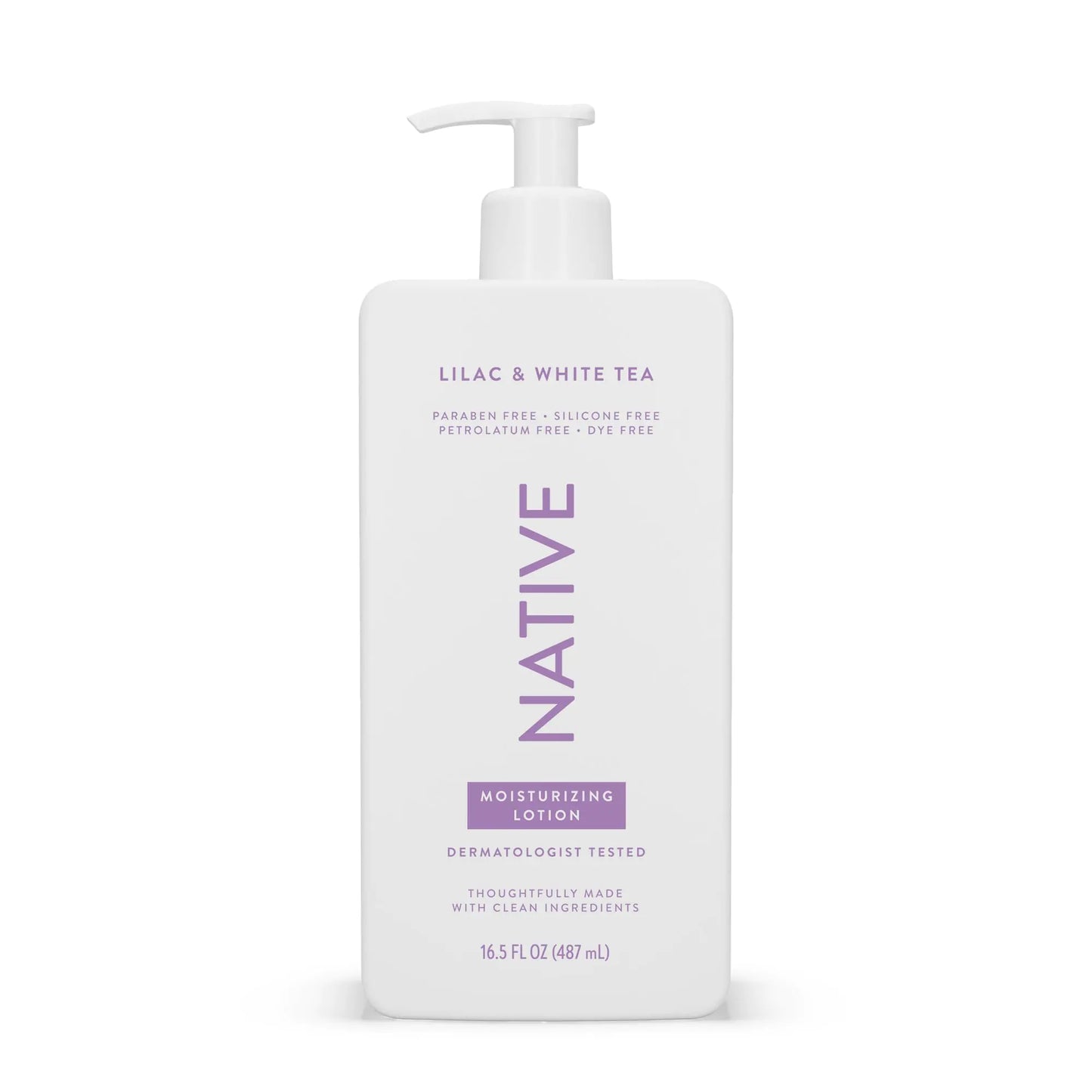 Native Body Lotion Contains Naturally Derived Plant-Based Moisturizers for Women and Men | Restores Dry Skin, Lilac & White Tea, 16.5 fl oz
