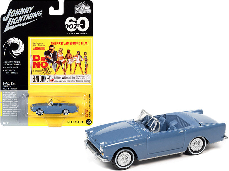 1962 Sunbeam Alpine Convertible Lake Blue James Bond 007 "Dr. No" (1962) Movie "Pop Culture" Series 3 1/64 Diecast Model Car by Johnny Lightning-0