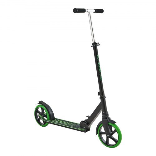 Kick Scooter for Kids Ages 8+, Teens & Adults, 2-Wheel Toddler Scooter with Adjustable Height Handlebar, Wide Anti-Slip Deck, Foldable Lightweight for Boys & Girls up to 220 lbs, Black + Green