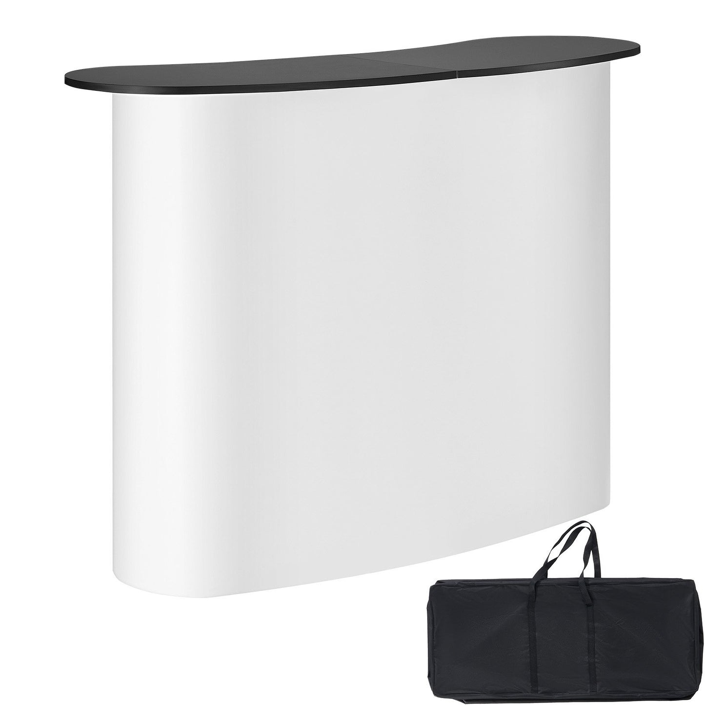 Portable Tradeshow Podium Table, 51.18" x 18.31" x 37.4", Display Exhibition Counter Stand Booth Fair with Wall, Foldable Promotion Retail Bar Table Pop Up Podium with Storage Rack, Carrying Bag - American Smart