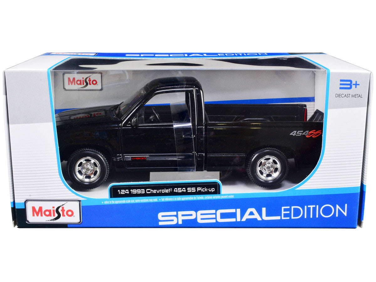 1993 Chevrolet 454 SS Pickup Truck Black 1/24 Diecast Model Car by Maisto-0