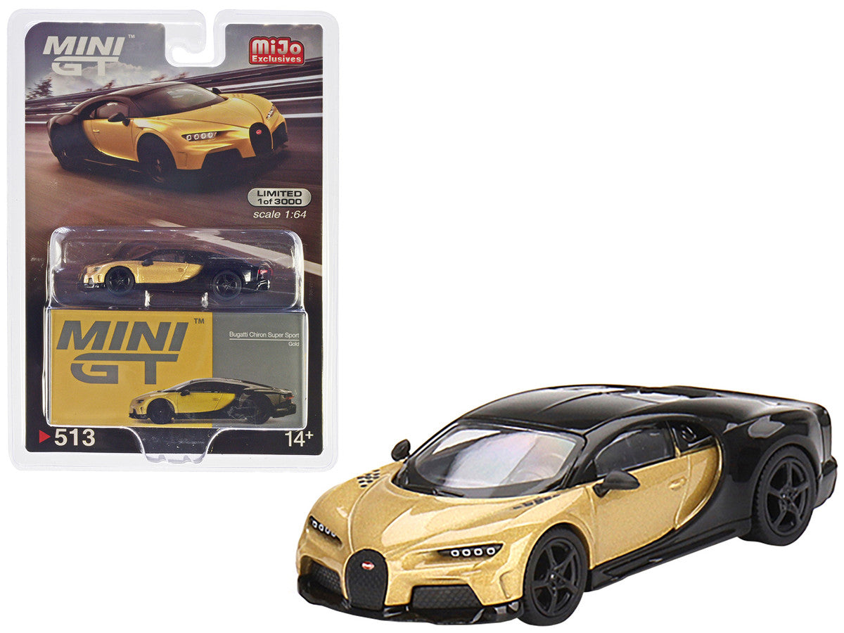 Bugatti Chiron Super Sport Gold Metallic and Black Limited Edition to 3000 pieces Worldwide 1/64 Diecast Model Car by Mini GT-0