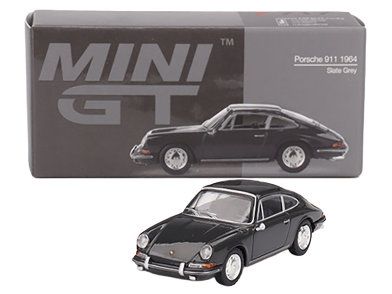 Mini GT 1964 Porsche 911 diecast model car in slate gray, limited edition 1/64 scale, detailed collectible Porsche model